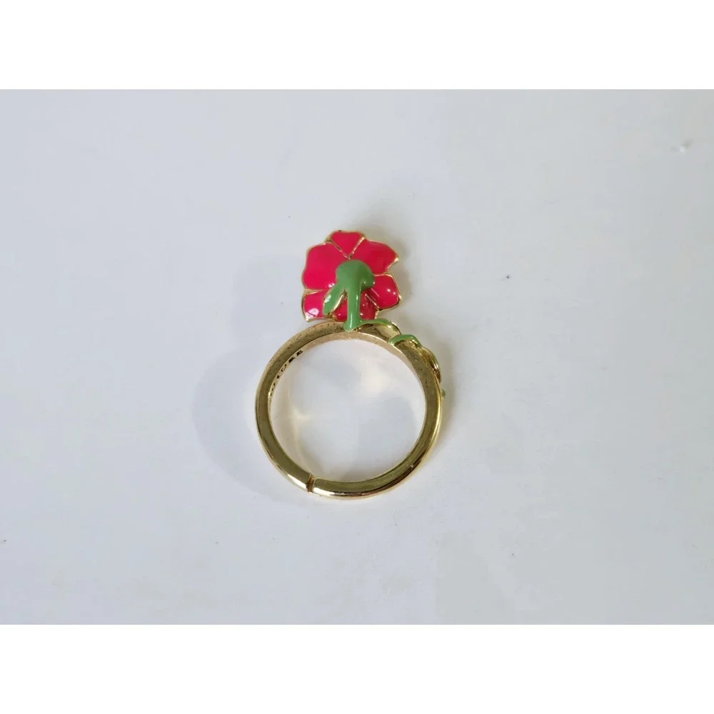 Juicy‎ Couture flower rhinestone ring gold tone